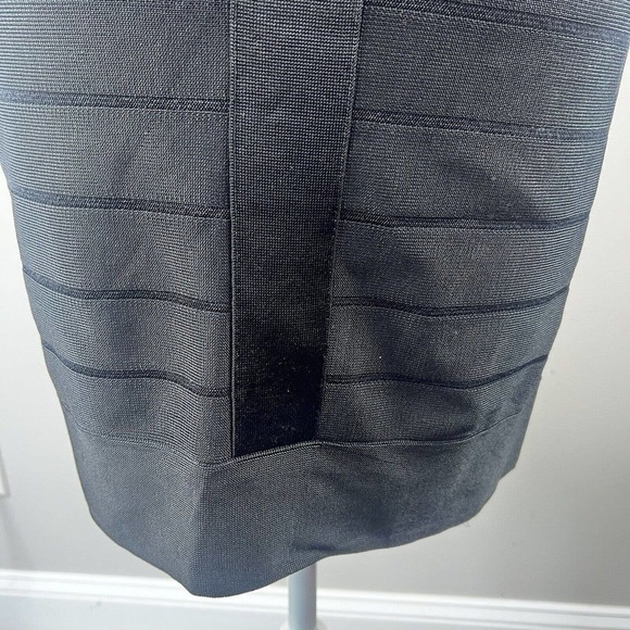 French Connection Black Knit Bandage Bodycon Dress Size 4 Cap Sleeve Y2K - Picture 5 of 12